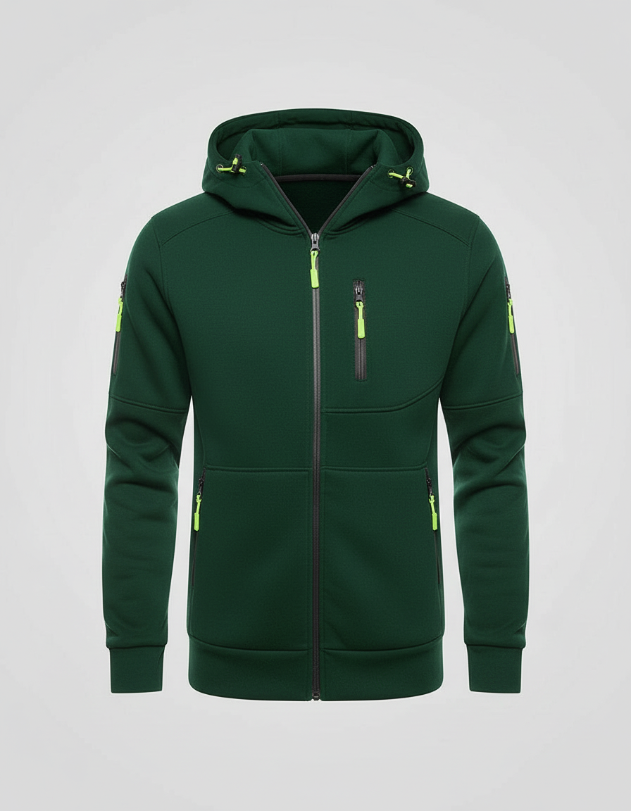 Men's Full Zip Hoodie in Green