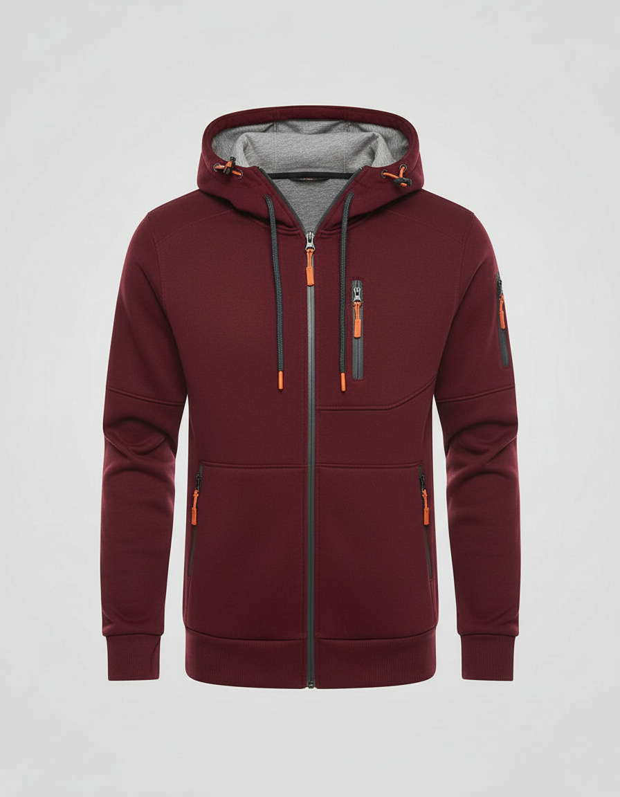 Men's Full Zip Hoodie in Red