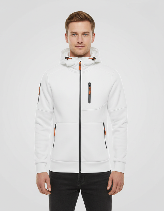 Men's Full Zip Hoodie in White