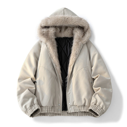 Men's Hooded Bomber Winter Jacket in Khaki