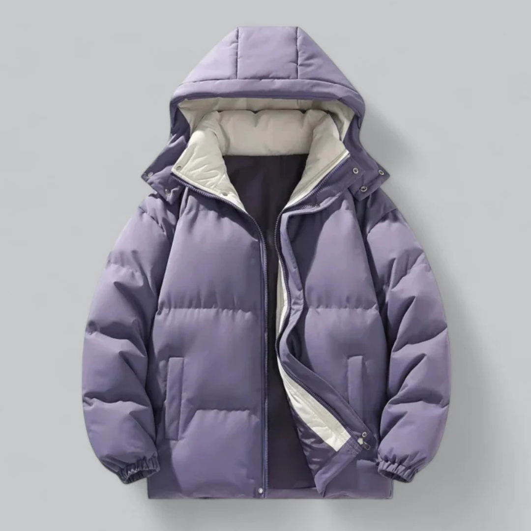 Men's Hooded Puffer Jacket in Lilac