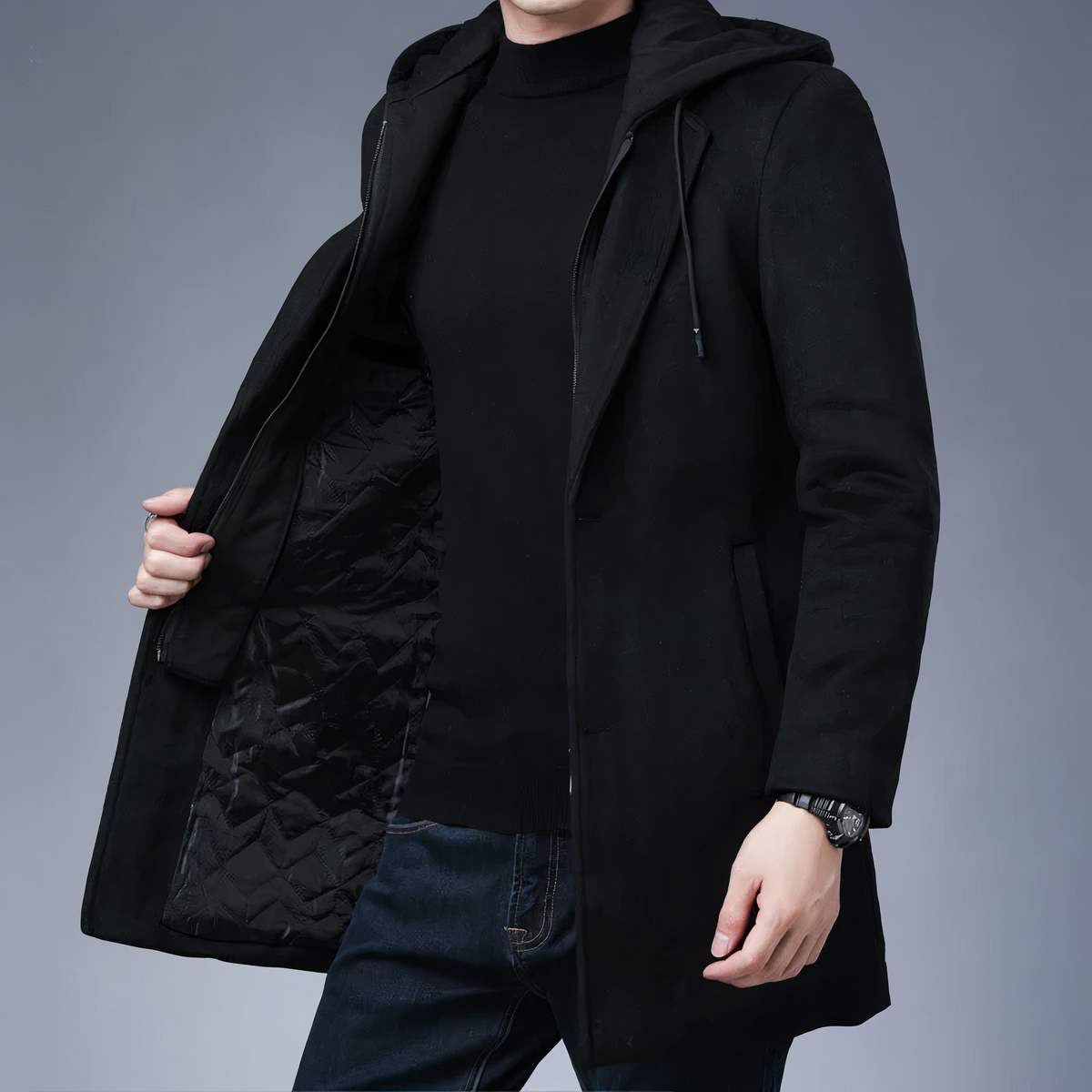 Men's Hooded Trench Coat