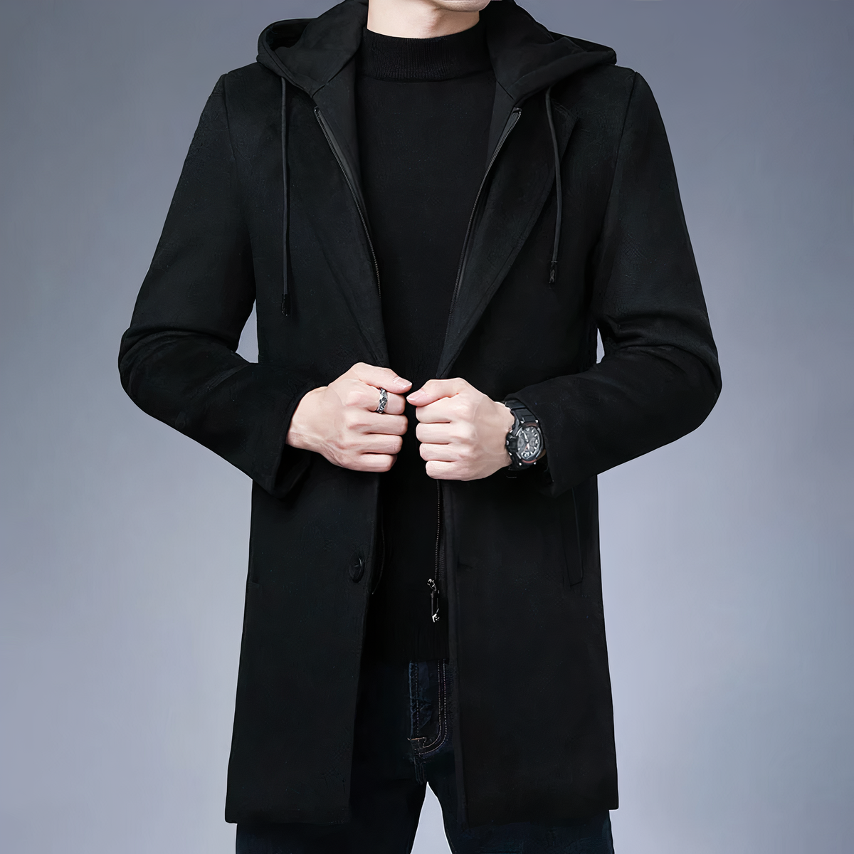 Men's Hooded Trench Coat