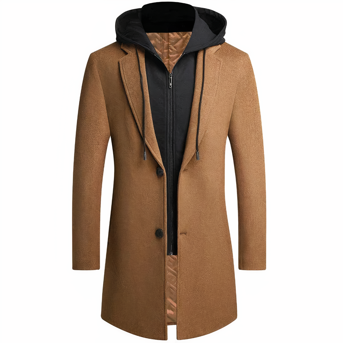 Men's Hooded Trench Coat in Brown