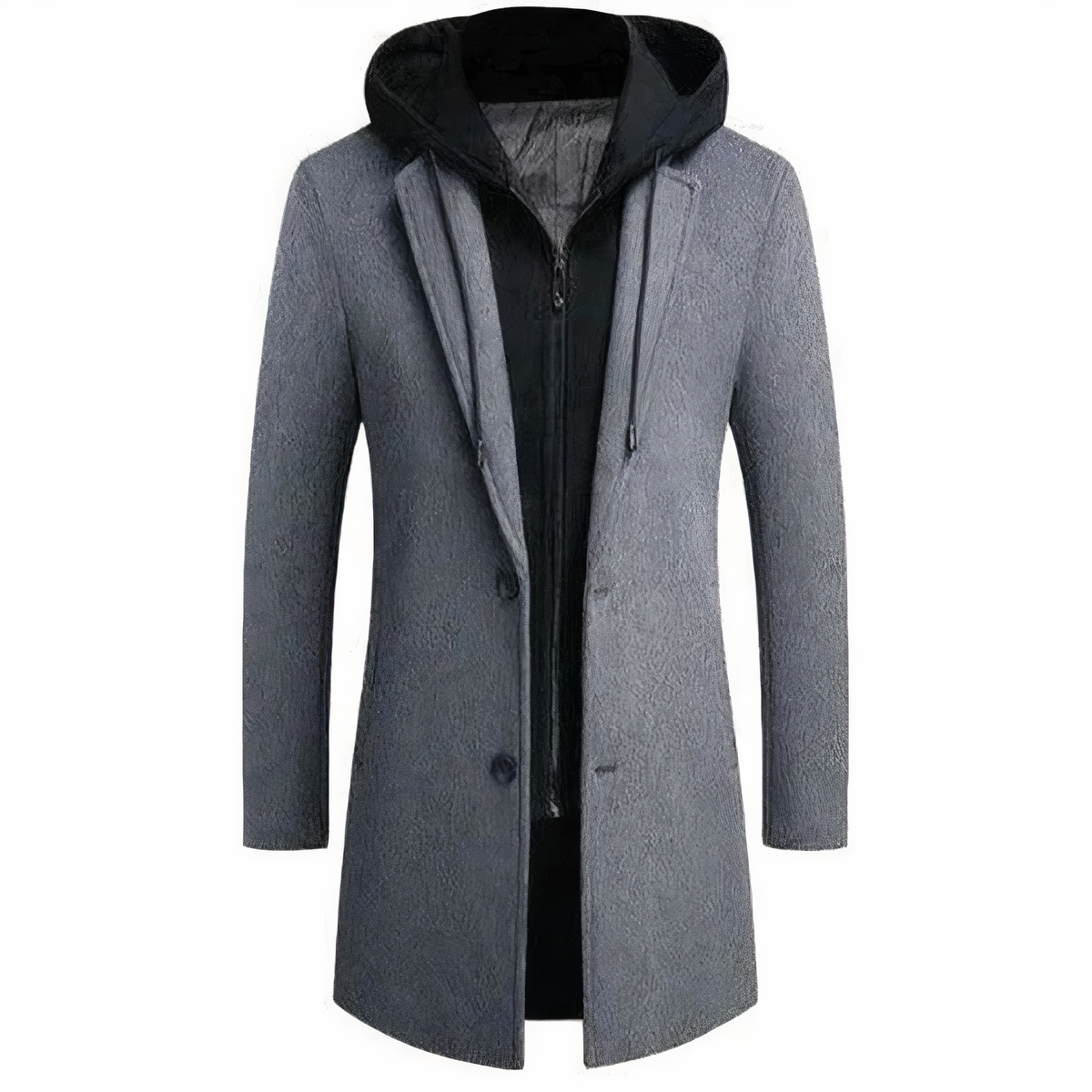 Men's Hooded Trench Coat in Gray