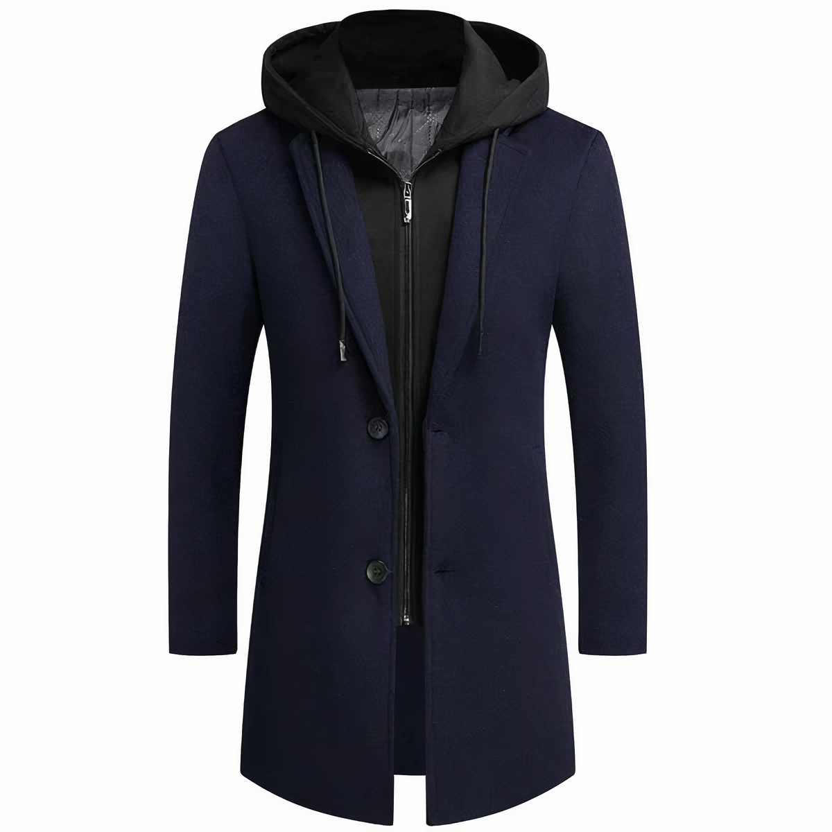 Men's Hooded Trench Coat in Navy