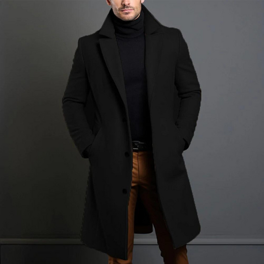 Men's Longline Tailored Winter Jacket in Black