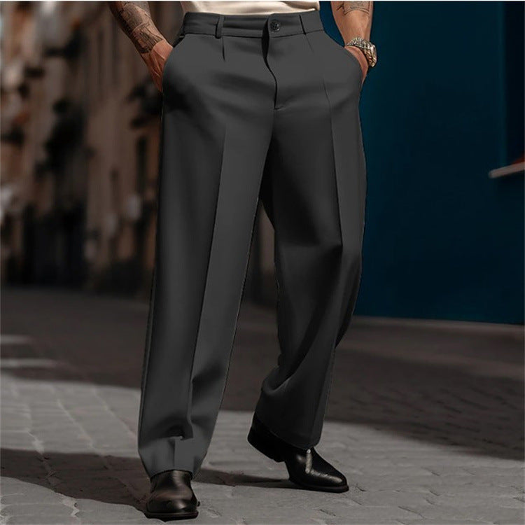 Men's Pleated Wide Leg Pants in Black