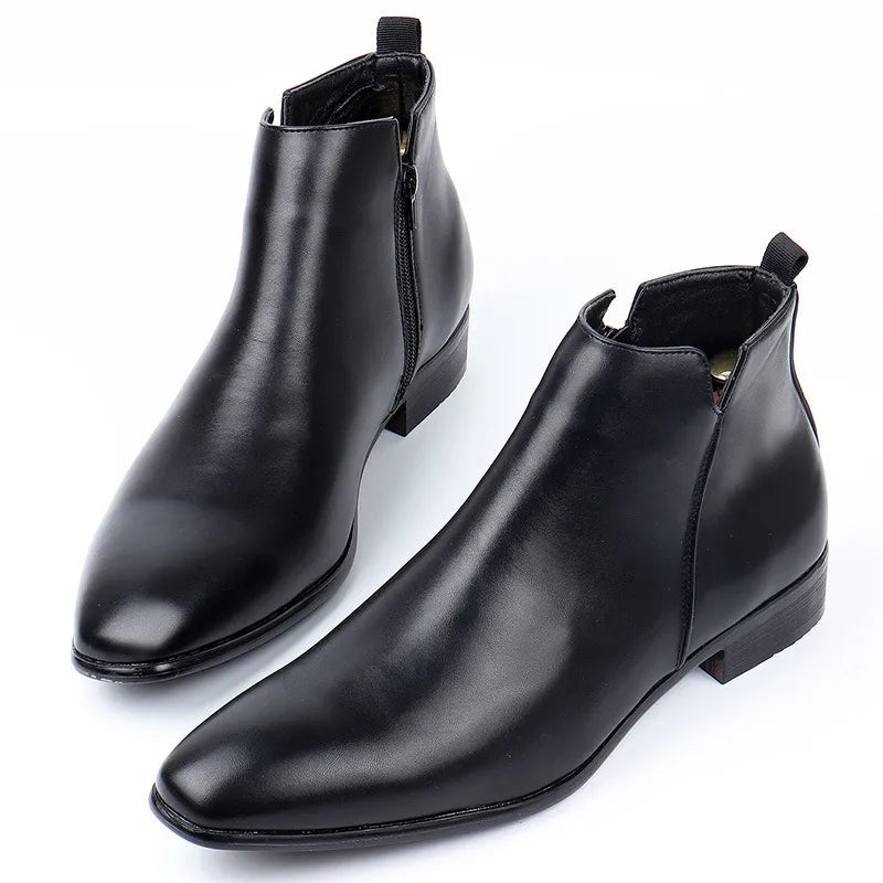 Men's Pointed Toe Dress Ankle Boots in Black