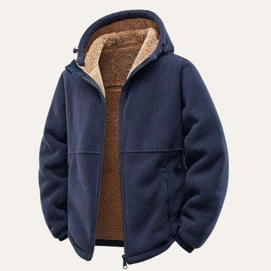 Men's Sherpa Lined Zip Hoodie in Blue