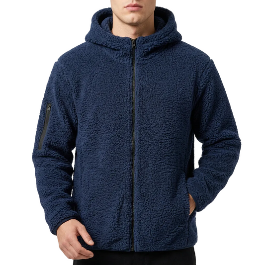 Men's Sherpa Zip Up Hoodie in Navy