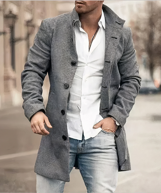 Men's Single Breasted Trench Coat in Gray