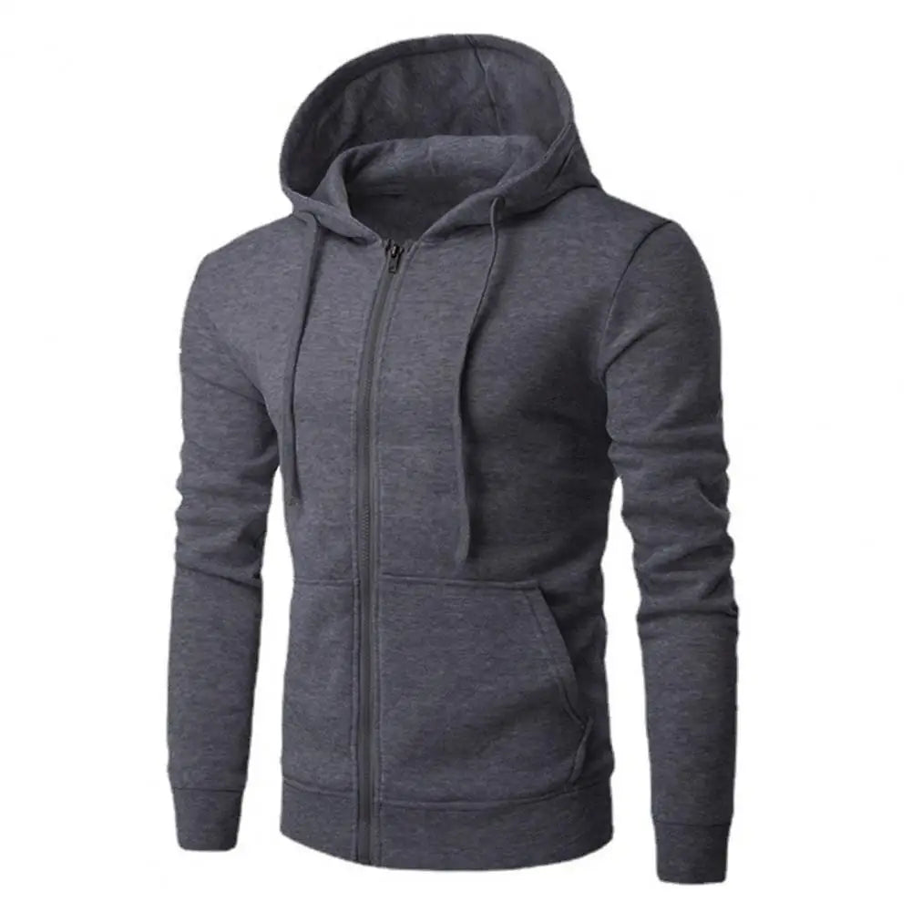 Men's Slim Fit Zip Up Hoodie in Dark Gray