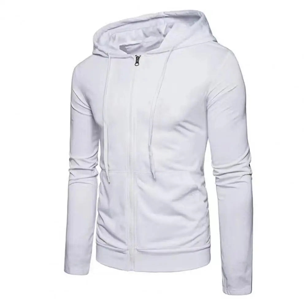 Men's Slim Fit Zip Up Hoodie in White