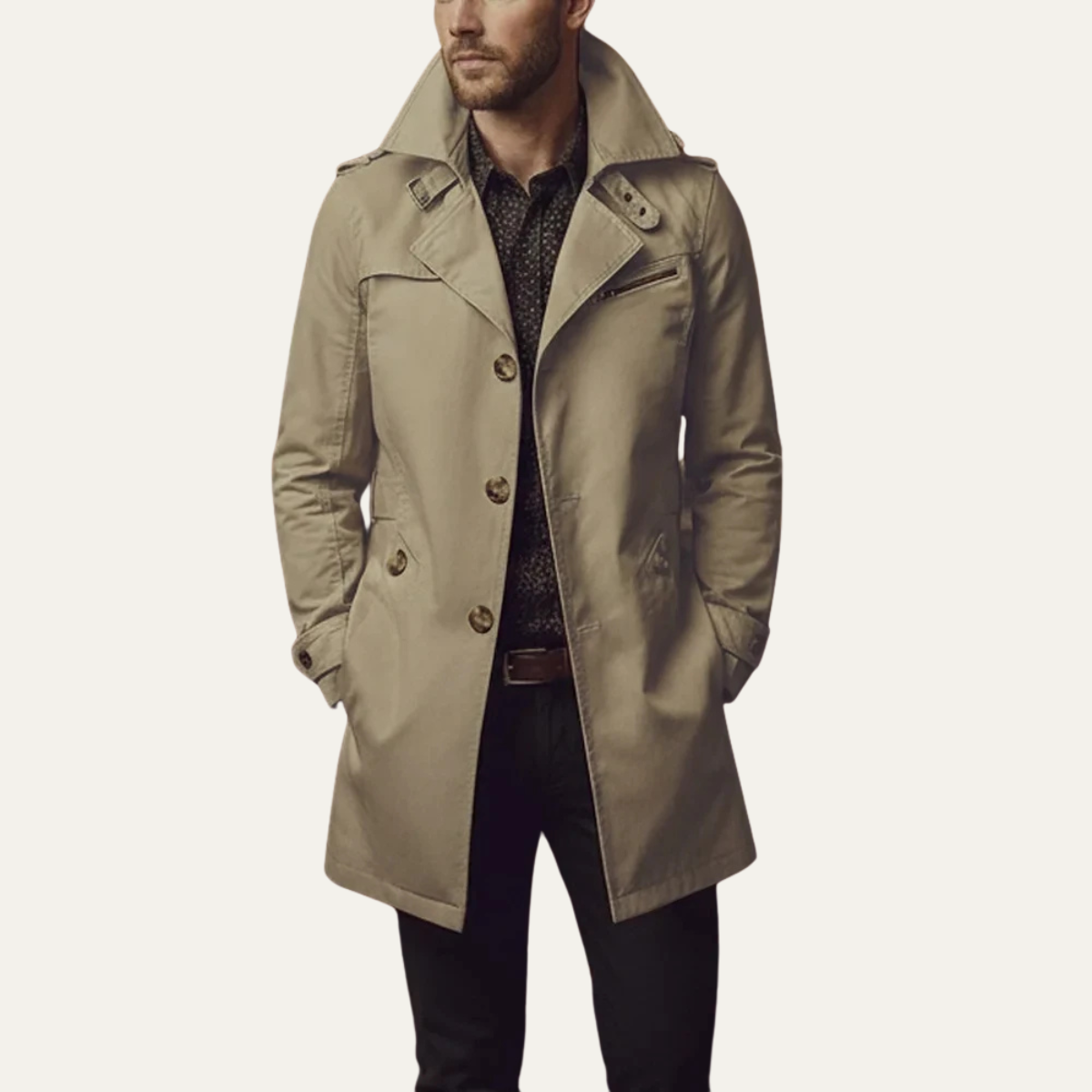Men's Storm Flap Trench Coat in Khaki