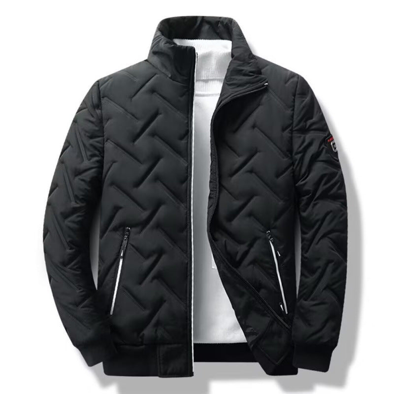 Men's Wave Quilted Winter Jacket in Black