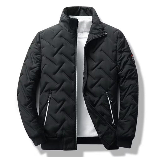 Men's Wave Quilted Winter Jacket in Black