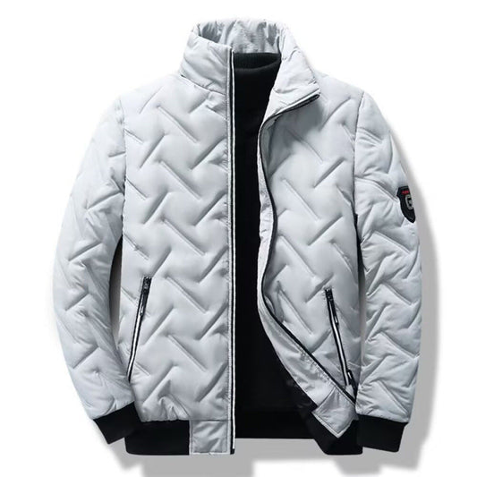 Men's Wave Quilted Winter Jacket in Light Gray