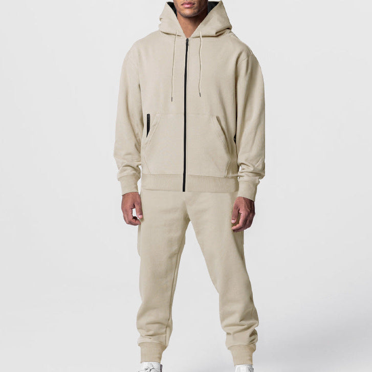 Men's Zip Hoodie & Joggers Set in Apricot