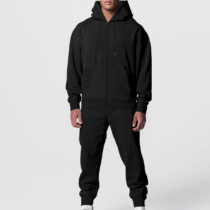 Men's Zip Hoodie & Joggers Set in Black