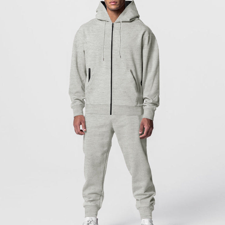 Men's Zip Hoodie & Joggers Set in Gray