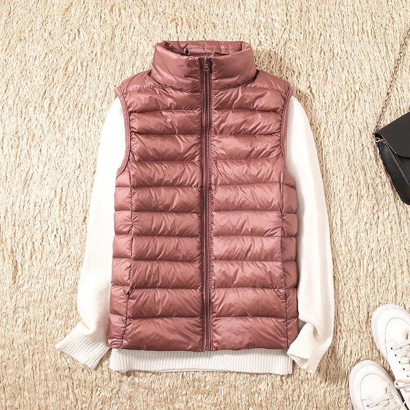 Lightweight Quilted Vest for women, detail view.