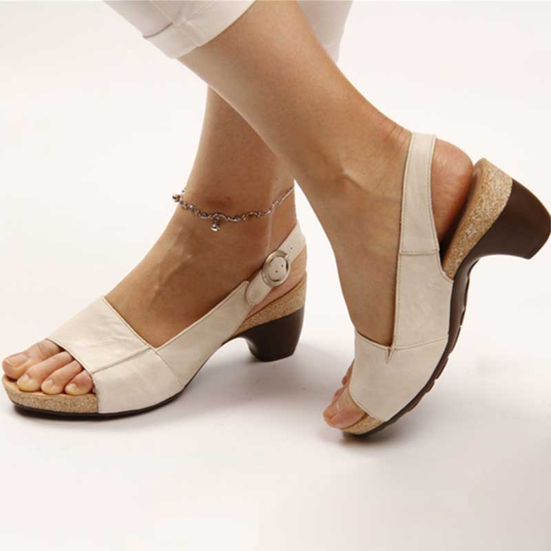 Women's faux leather low-heel comfort slides
