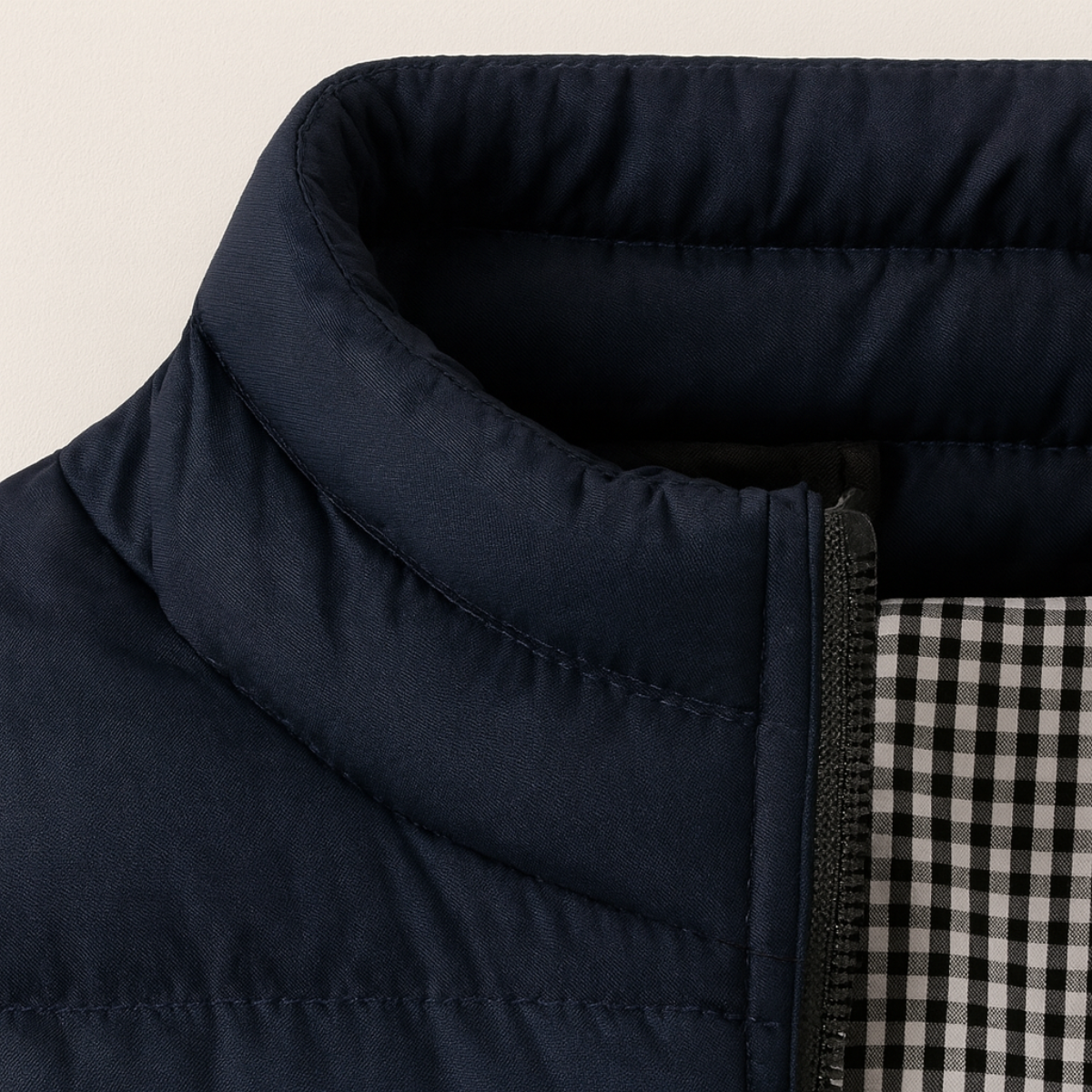 Stand Collar Puffer Vest for men, detail view.