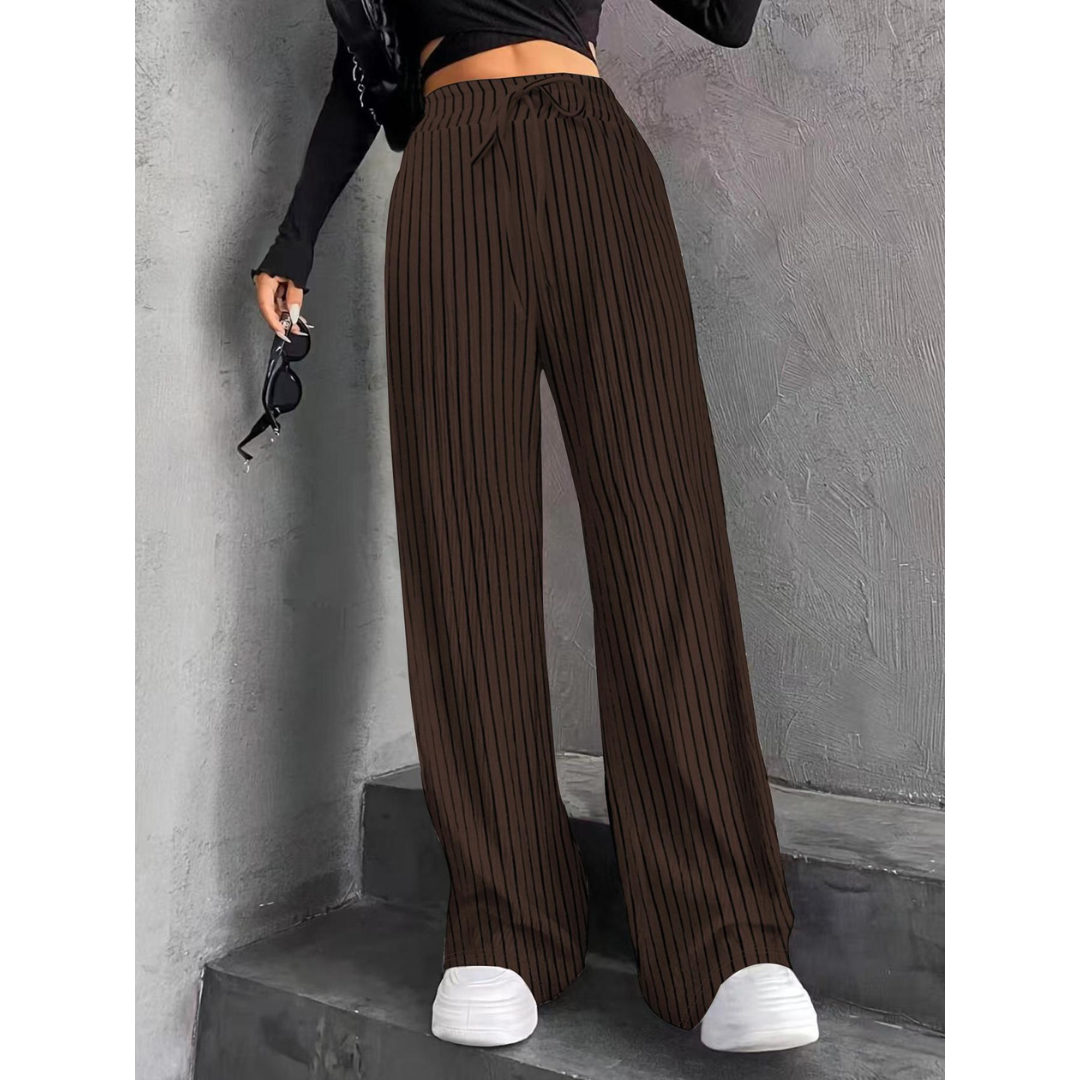 Woman wearing wide waist everyday comfort pants