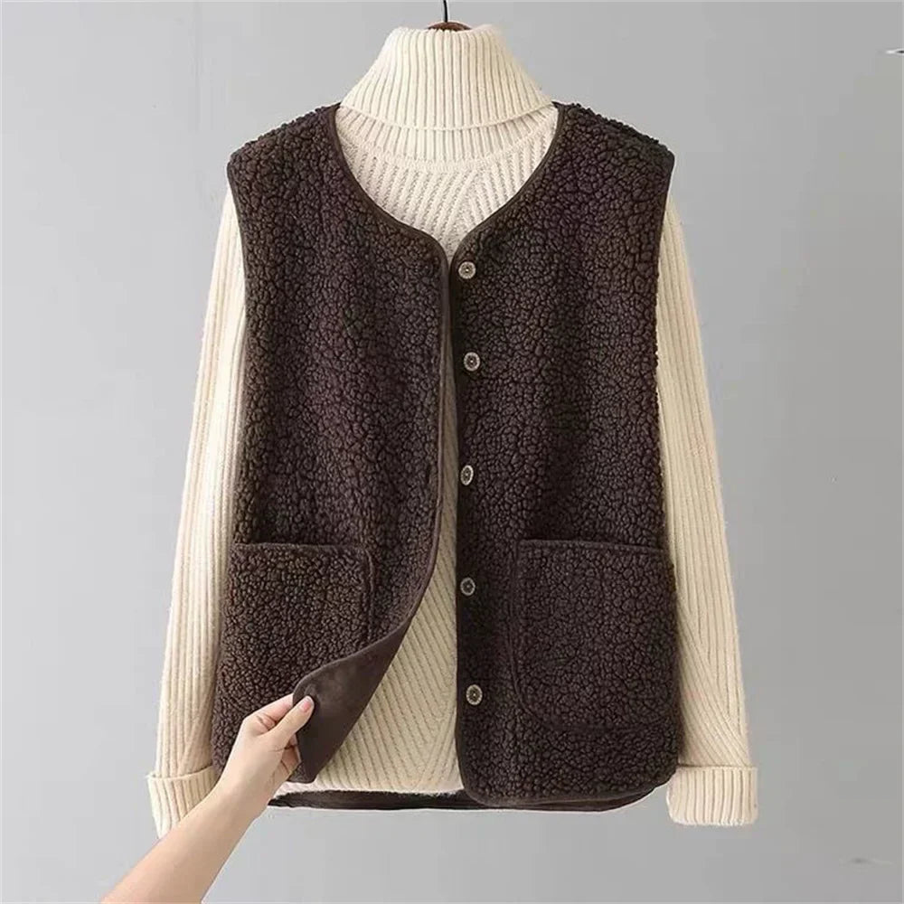 Brown fleece vest for women.