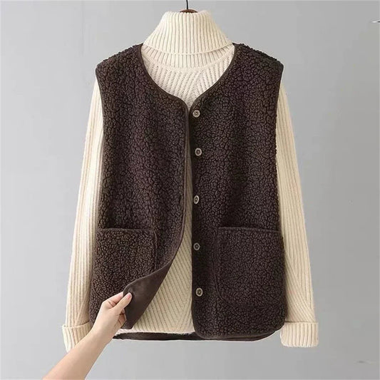 Brown fleece vest for women.