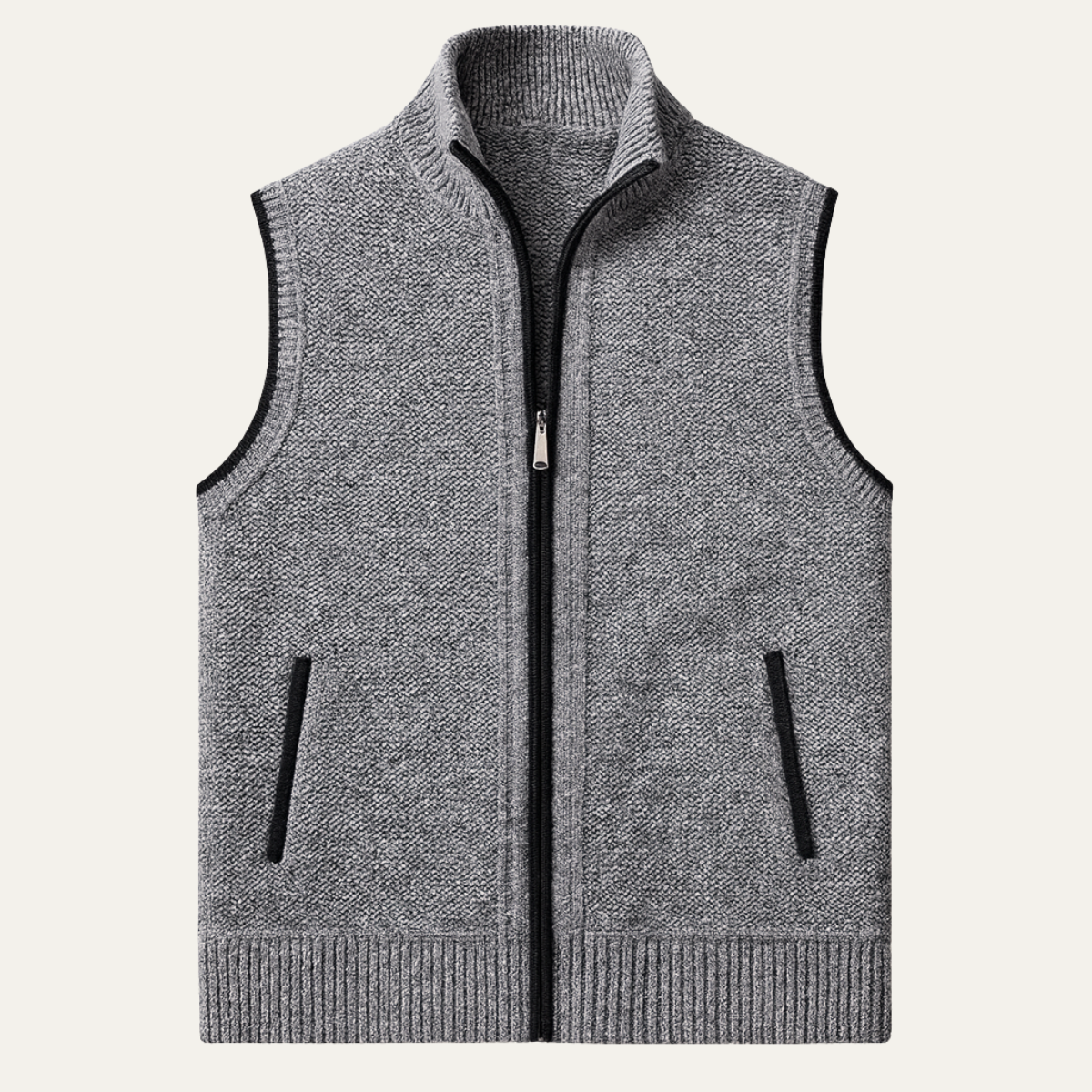 Zip Up Sweater Vest for men, detail view.