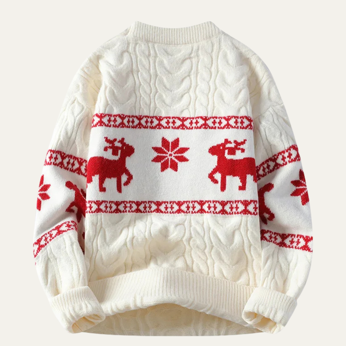 Man wearing a Nordic reindeer knit Christmas sweater