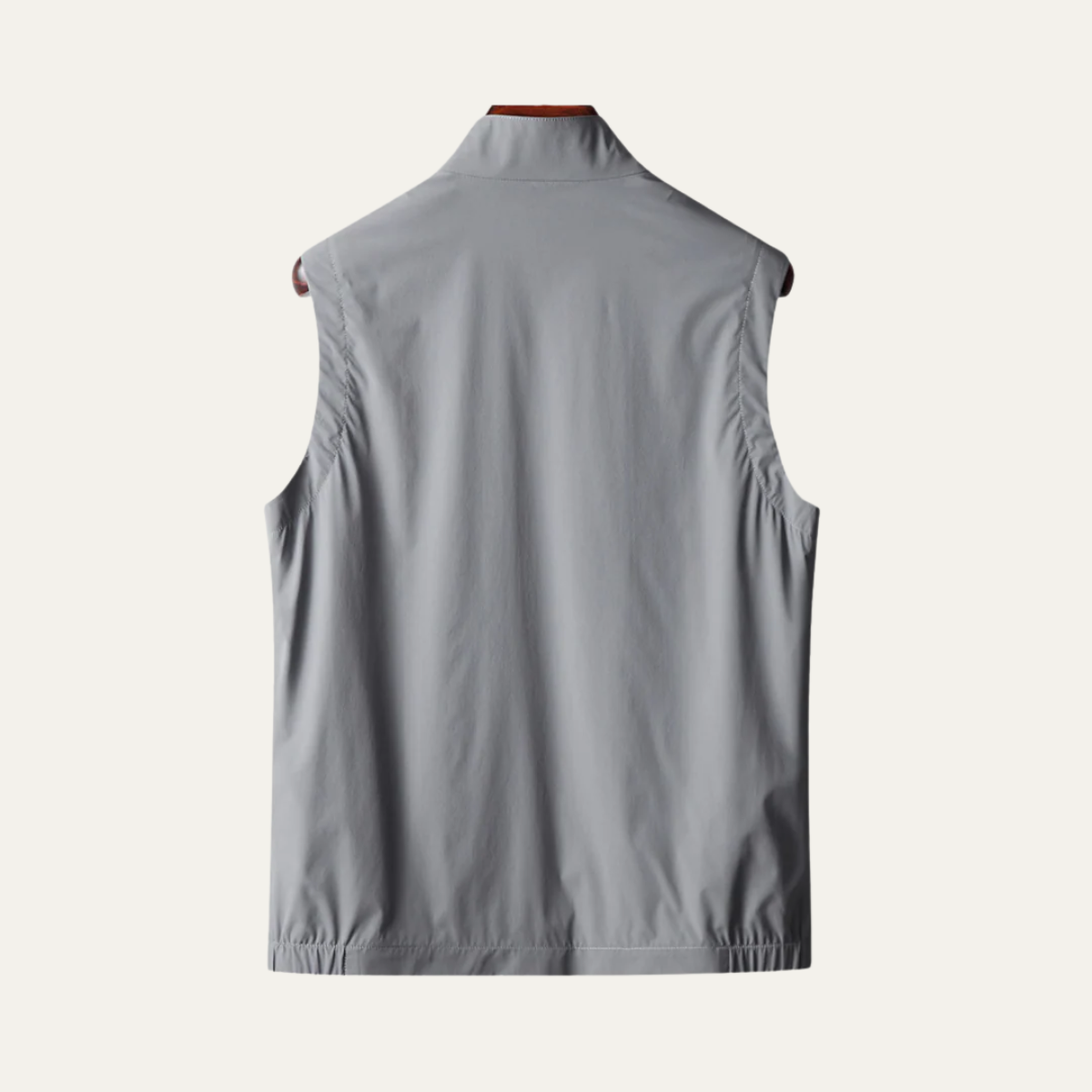 Lightweight Zip Vest for men, detail view.