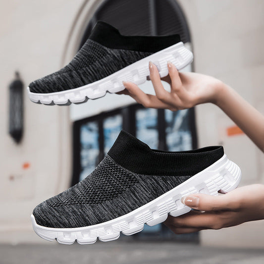Travel knit slip-on slides