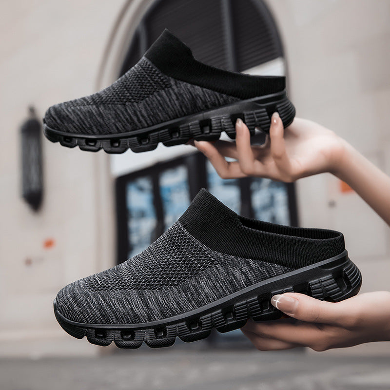 Travel knit slip-on slides