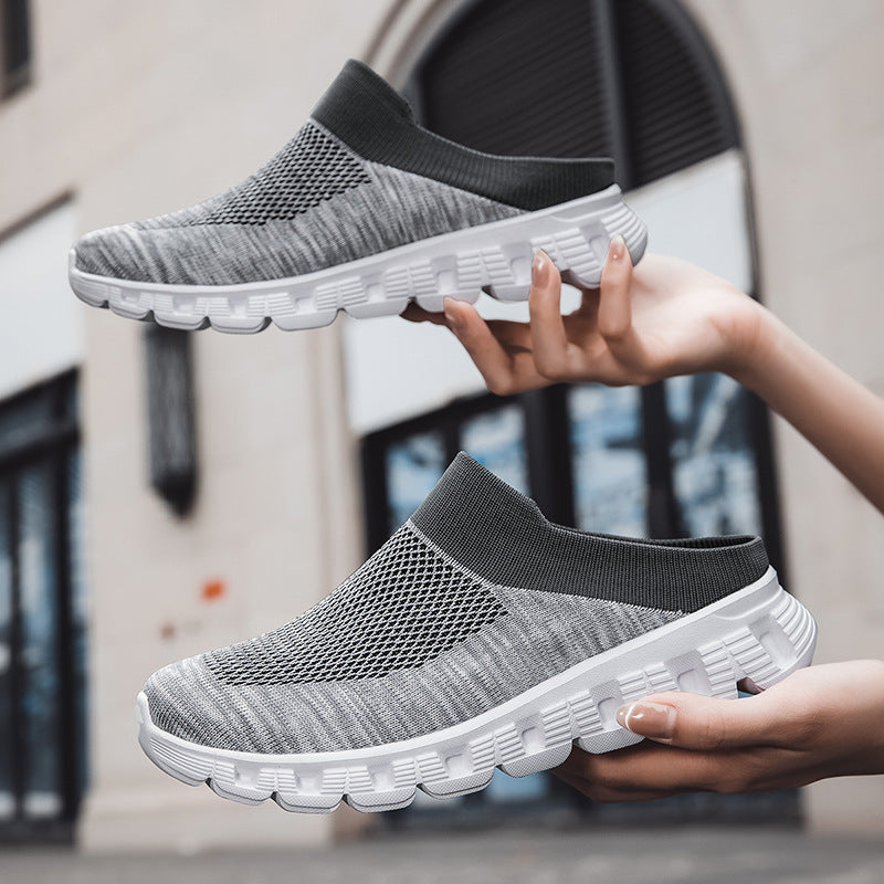 Travel knit slip-on slides