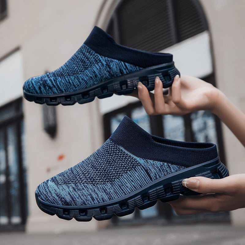 Travel knit slip-on slides