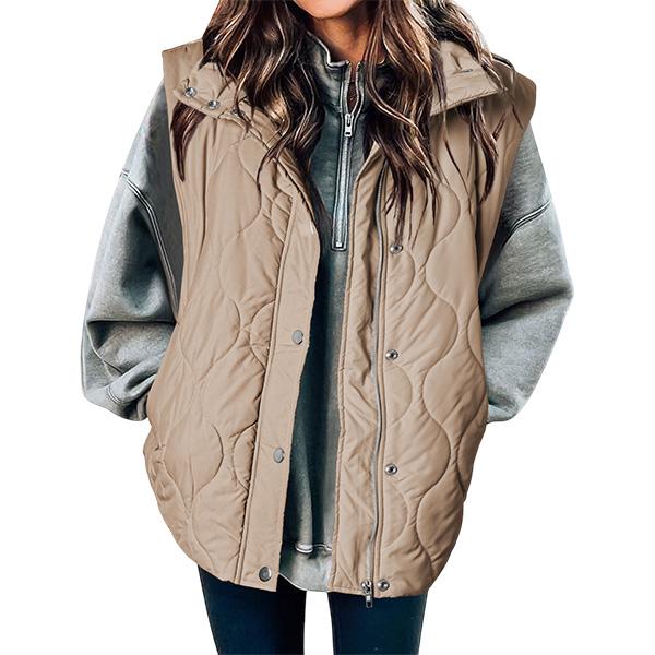 Oversized Puffer Vest for women, detail view.