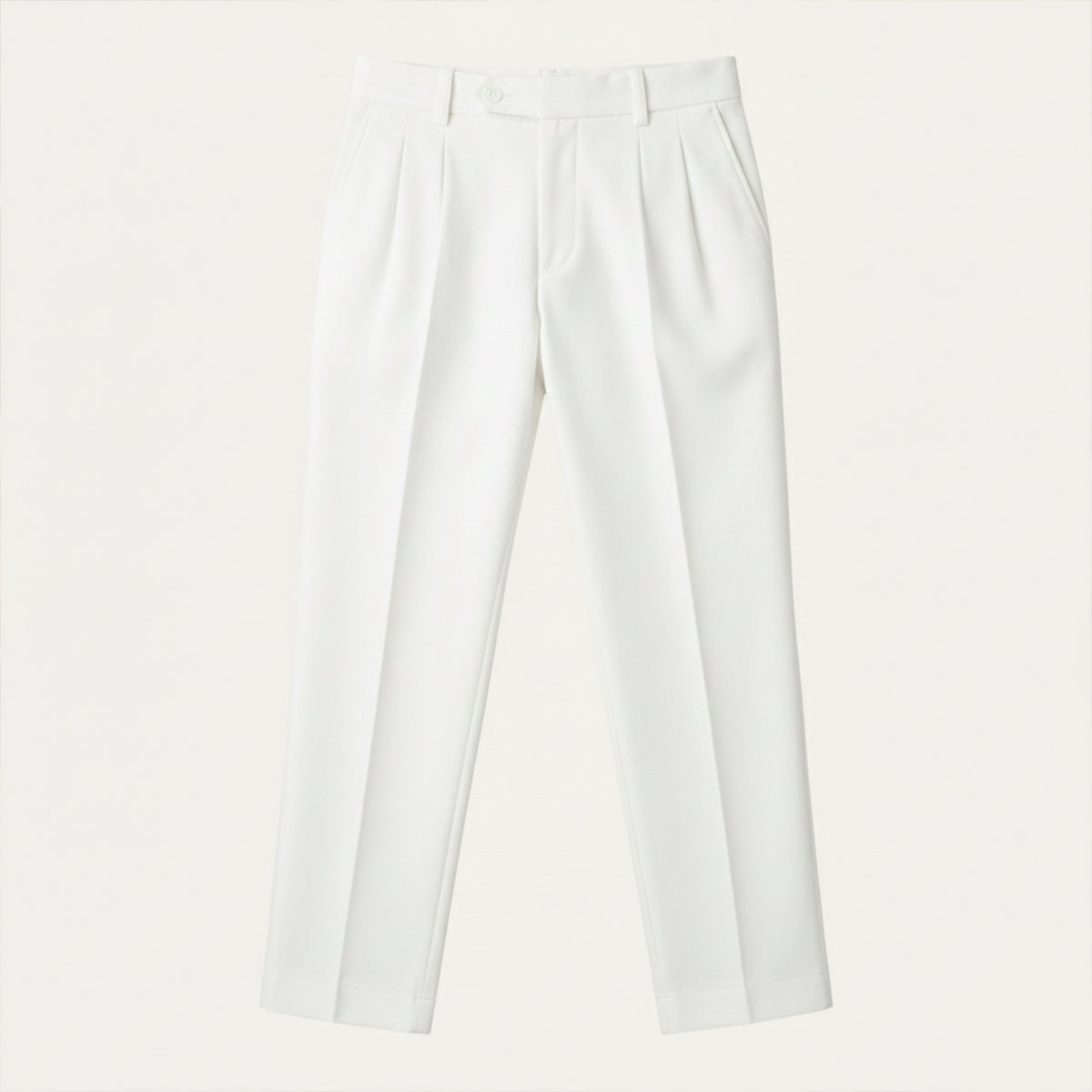 Man wearing formal pleated suit pants