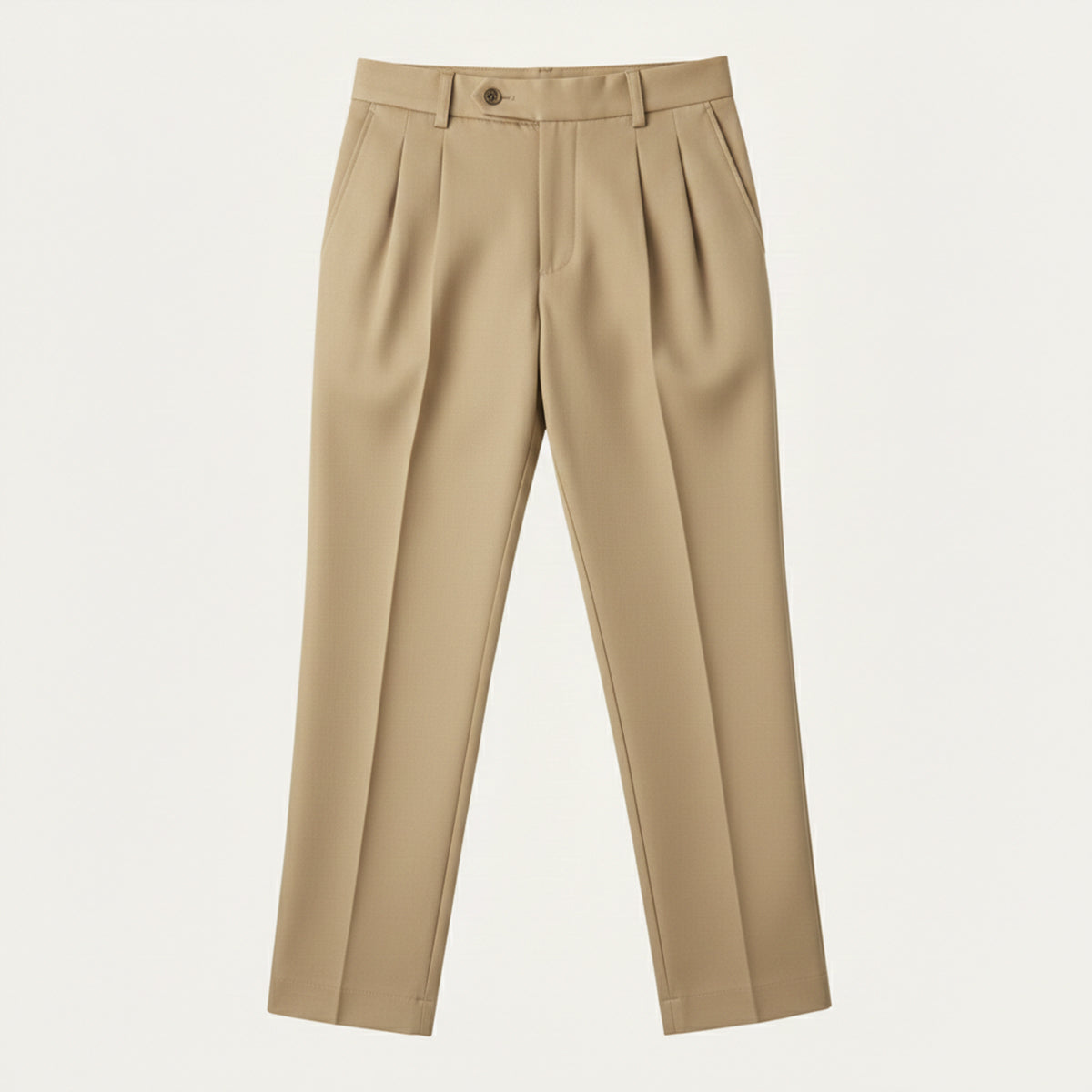 Man wearing formal pleated suit pants