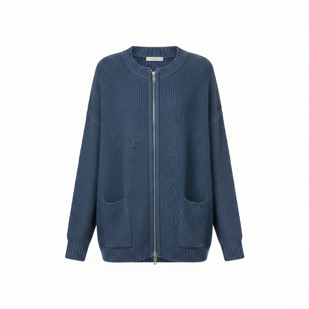 Long Zip Sweater for women, detail view.
