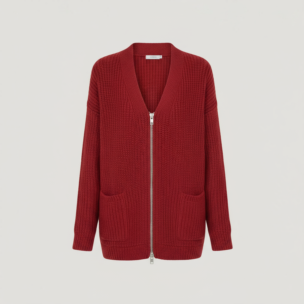 Long Zip Sweater for women, detail view.