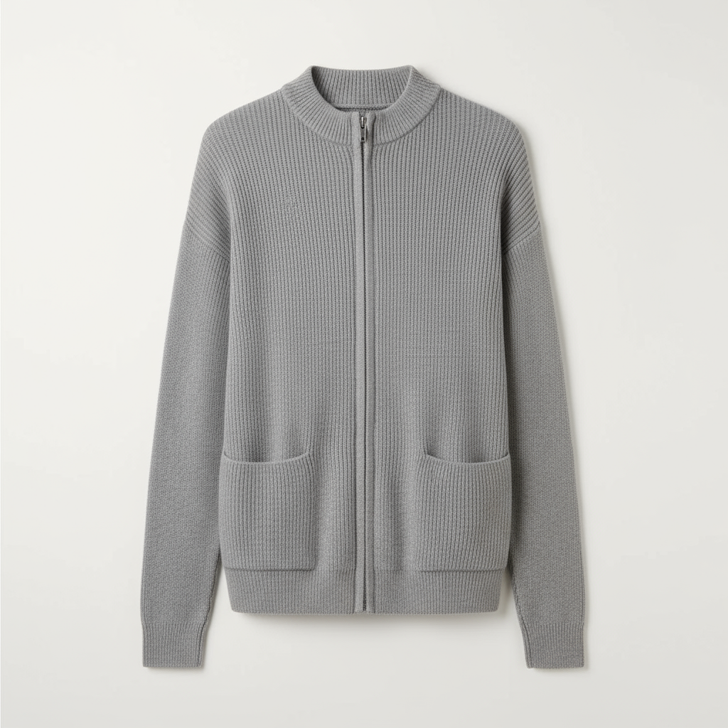 Long Zip Sweater for women, detail view.