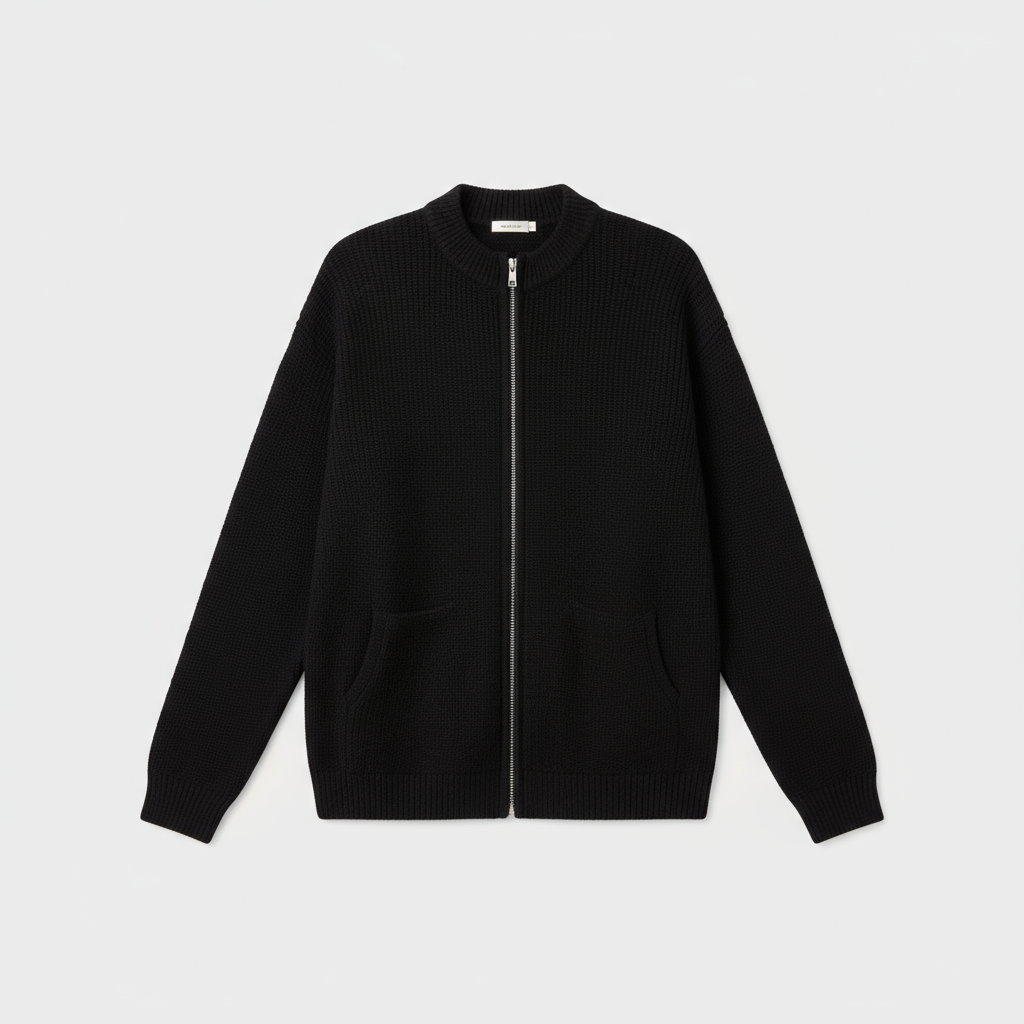 Long Zip Sweater for women, detail view.