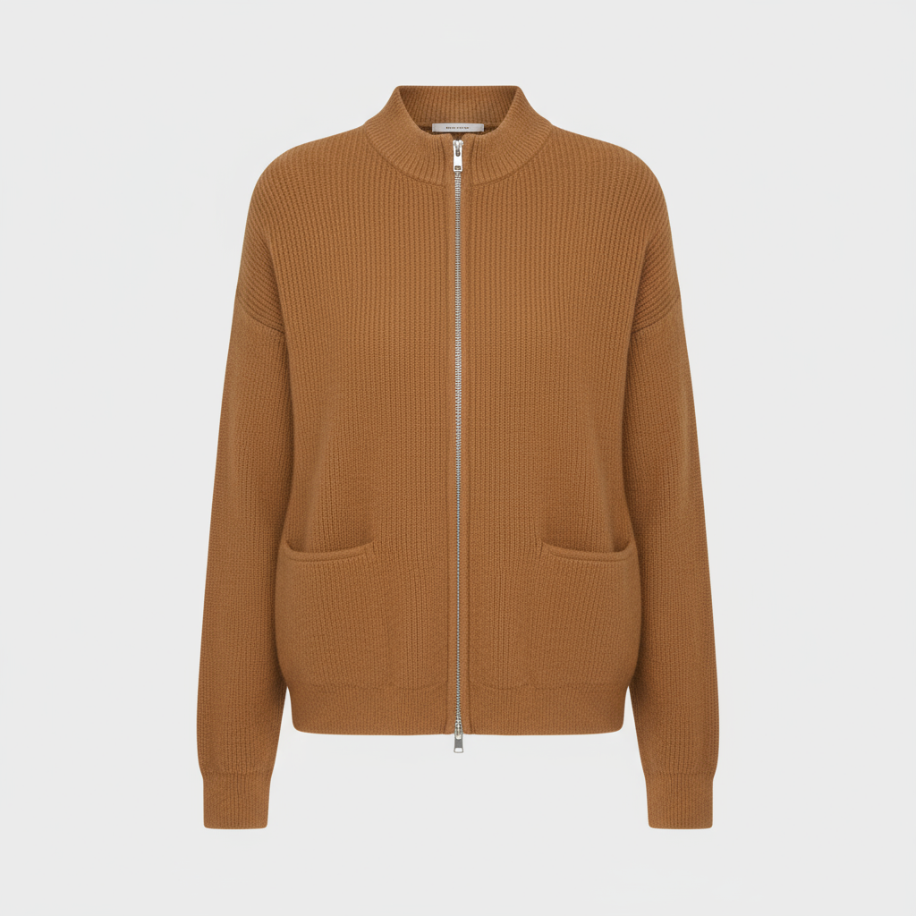 Long Zip Sweater for women, detail view.