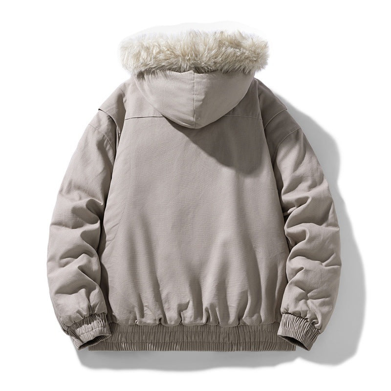 Unisex Faux Fur Hood Bomber Winter Jacket