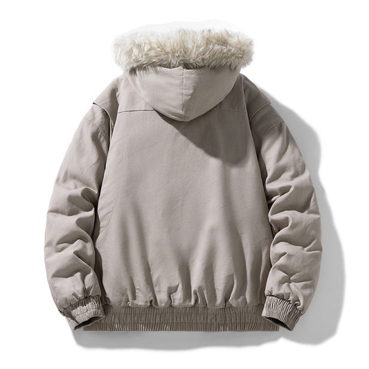 Unisex Faux Fur Hood Bomber Winter Jacket