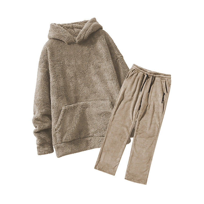 Unisex Fleece Hoodie & Jogger Set in Khaki