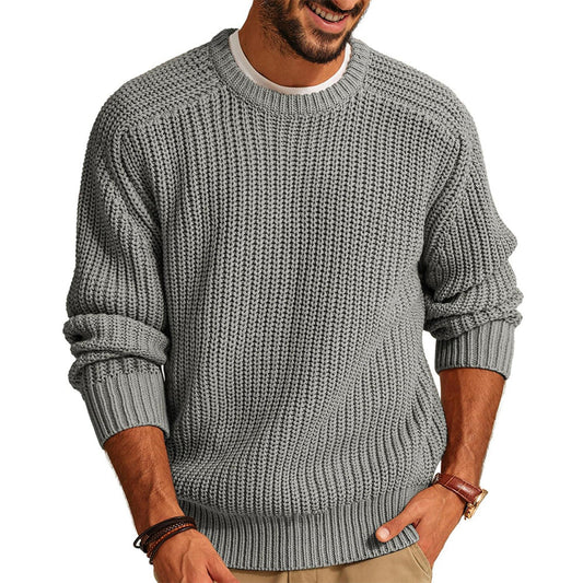 Gray chunky knit sweater for men.
